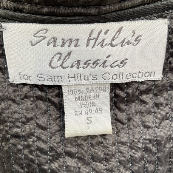 Sam Hilu quilted iridescent periwinkle embroidered floral lightweight jacket S/M - Picture 9 of 11